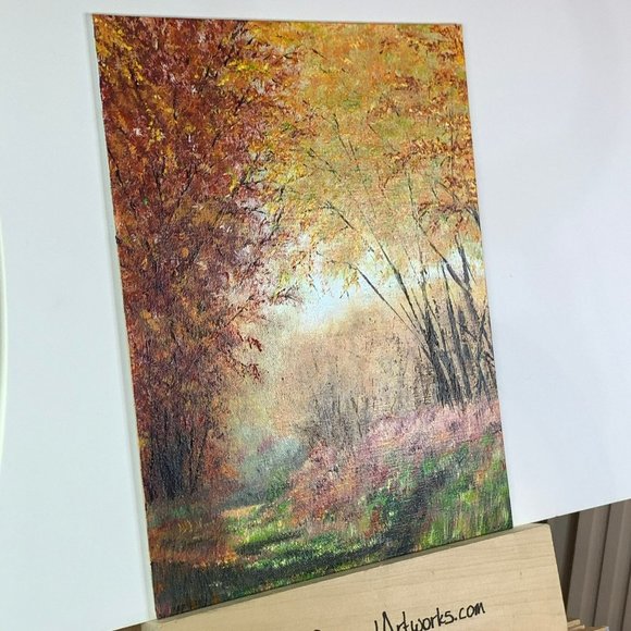 Shades of Autumn, 11 x 14 Acrylic Painting, Fall Theme Landscape Artwork - Picture 7 of 9